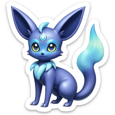 Shiny pastel futuristic cyber-Nebulae Noibat-Meowstic-Umbreon-Fakémon-hybrid-creature (full body)  sticker
