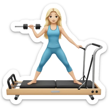 long haired blonde pilates instructor teaching reformer sticker