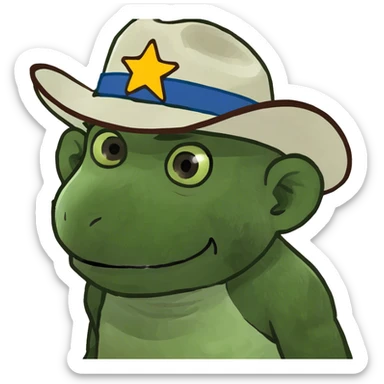 a monkey wearing a cow boy hat sticker
