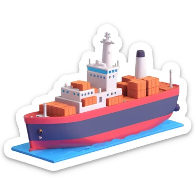 port with cargo ship sticker