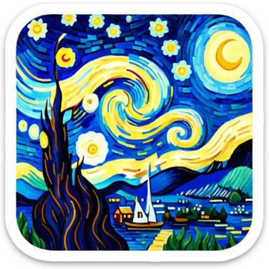 Starry night as painted by van gogh sticker