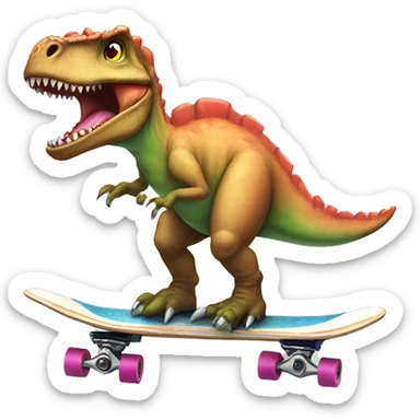 dinosaur in a tutu on a skateboard sticker