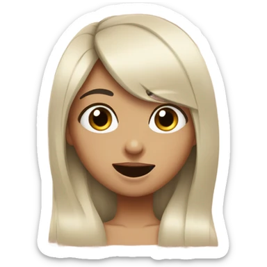 Black-haired girl putting her finger in her mouth while she’s winking an eye sticker