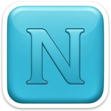 capital letter "N" printed in blue square in middle sticker
