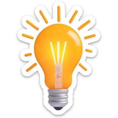 lightbulb, minimalist gear with a spark, polished look sticker
