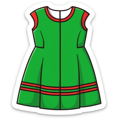 fashionable dress with red and green stripes sticker