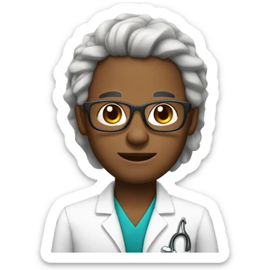 medica com óculos pele branca e cabelo castanho escuro sticker