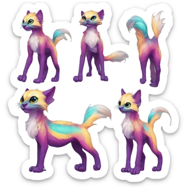 Colorful vernid fantasy creature LiLaiRa Kamirah Falvie whiskers paws full body sticker