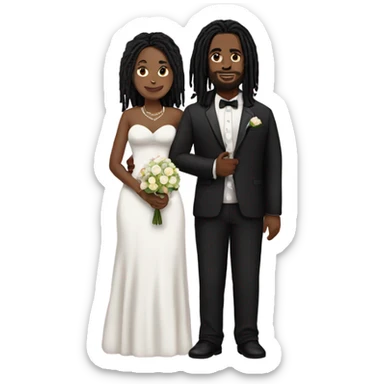 black couple with black dreadlocks, plus size full body wedding sticker