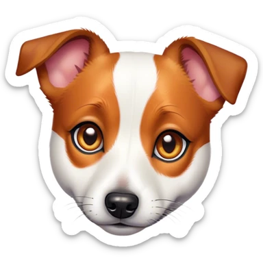 Cinematic Noble Jack Russell Terrier Portrait Emoji, Poised and spirited, with a compact, agile build in rich, warm tones, bright, alert eyes, perky ears, and a determined, lively expression, Simplified yet sharp and sophisticated features, highly detailed, glowing with a warm, natural luminescence, high shine, intelligent and resilient, stylized with an air of energetic authority, focused and alert, soft glowing outline, capturing the essence of a watchful and confident Jack Russell Terrier that appears ready to bound out of the screen with effortless energy! sticker