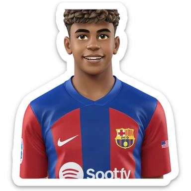 smiling boy in soccer uniform sticker