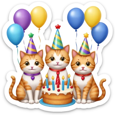 12 cats at a birthday party sticker
