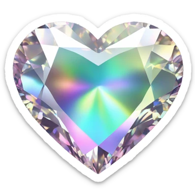 Heart shaped 56-carat iridescent diamond sticker