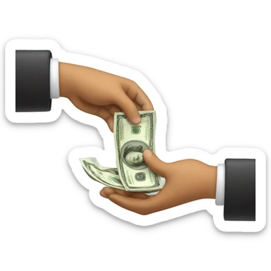 Two hands exchanging money sticker