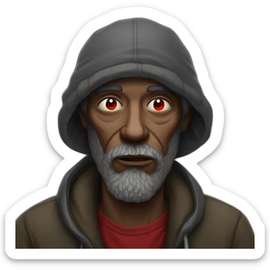 Homeless man with red eyes smoking sticker