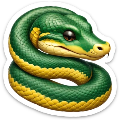 Meme-Worthy cute Sleeping Anaconda Portrait Emoji, Body coiled in a relaxed, peaceful slumber with a contented expression and softly closed eyes, showcasing intricately patterned scales and a serene demeanor, Simplified yet hilariously adorable features, highly detailed, glowing with a soft, drowsy jungle light, high shine, relaxed and utterly lovable, stylized with an air of playful laziness, bright and heartwarming, soft glowing outline, capturing the essence of a sleeping serpent that feels destined to become the next viral sensation of adorable rest! sticker