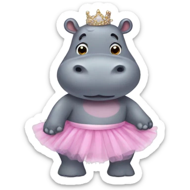 hippo with a tutu sticker