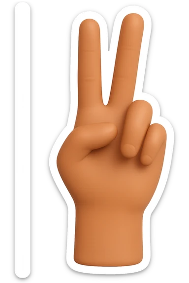 Change the hand color to a medium tan skin tone, keep the back of the hand visible, only ring and index fingers raised, middle finger bent, no background, style consistent with the original image. sticker