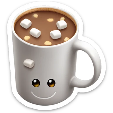 Hot cocoa in a white coffee mug with tiny mini marshmallows on top sticker