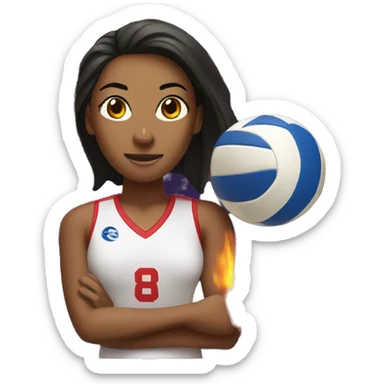 Volleyball player with fire sticker