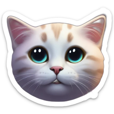 little cat face in realistic nebula in cosmic space sticker