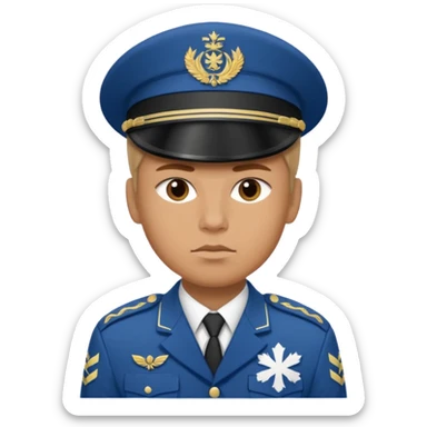 a serious realistic Finnish soldier in a white military uniform sticker