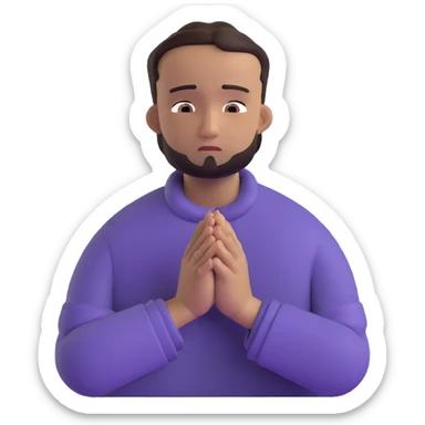 anxious man with hands clasped together in prayer position with worried expression sticker