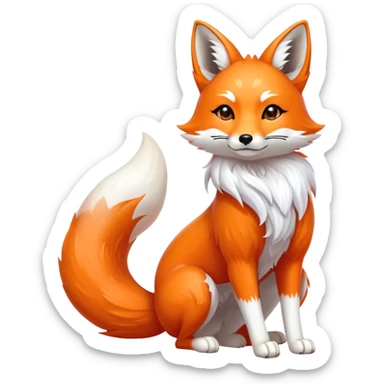Japanese fox spirit kitsune with three tails sticker
