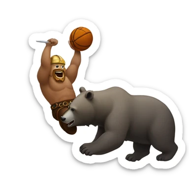 A Viking dunking on a bear sticker