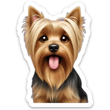 Yorkshire terrier with tongue sticker