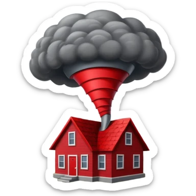 Tornado in storm with red home sticker