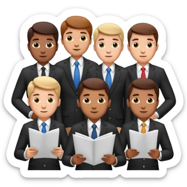 5 mens in business suits studying papers sticker