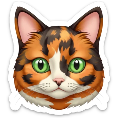 dark tortoiseshell cat pastel green eyes sticker