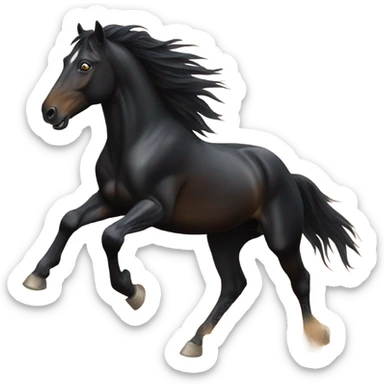 A black stallion horse running in the dessert  sticker