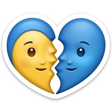 Corazón azul oscuro y amarillo juntos degradado sticker