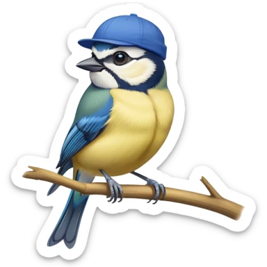 Eurasian blue tit bird with yellow belly and blue cap sticker