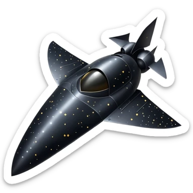 black knight satellite, minimal details, surrounded by stars sticker