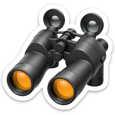  simple black binoculars with large lenses make lenses point out straight sticker
