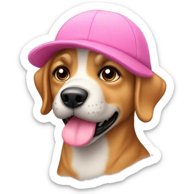 perro con gorro rosa  sticker