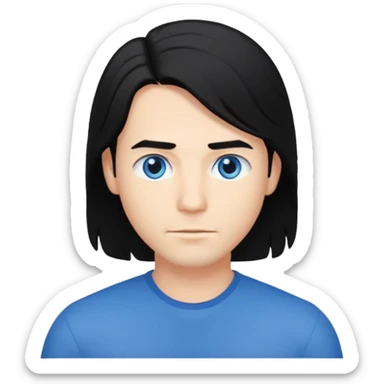 back view of a male with shoulder-length black hair sticker