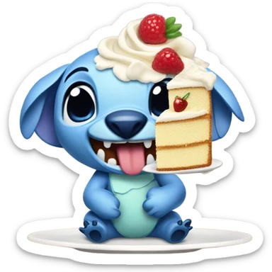 Stitch eating a tres leches cake  sticker