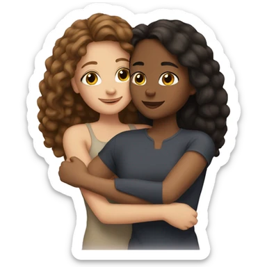 Best friends hug girl brown girl white sticker