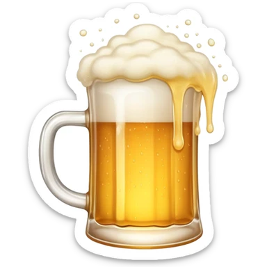 A frothy mug of golden beer with foam overflowing sticker