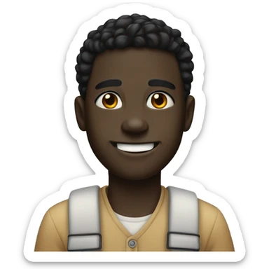 Tall black boy with white teeth little black eyes sticker