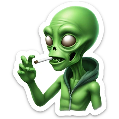 alien smoking weed sticker