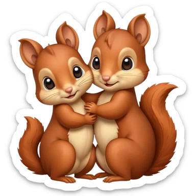 Cute baby squirrels cuddling sticker