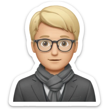 gray scarf male blond hair with suit glasses sticker