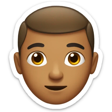 Brown boy with moustache and a buzz cut sticker