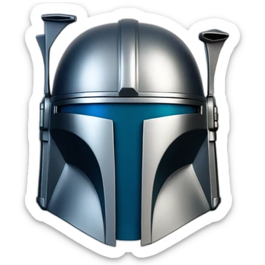 blue mandalorian helmet with silver center sticker