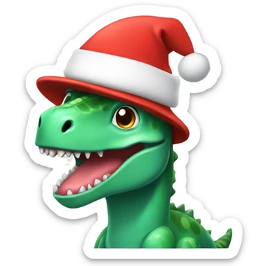 Dinosaur with Christmas hat  sticker